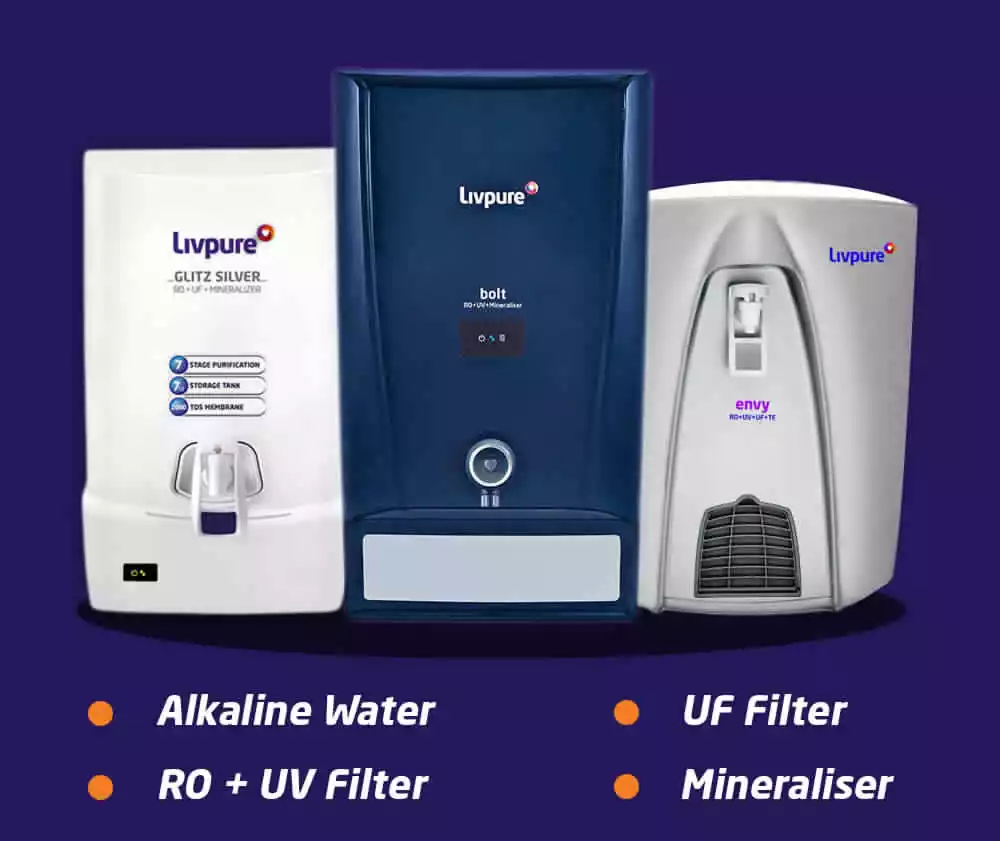 Alkaline water, UF filter, RO+UV filter, Mineraliser